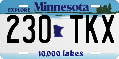 MN license plate 230TKX