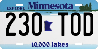 MN license plate 230TOD