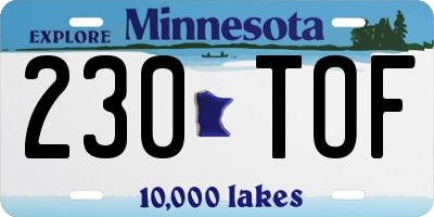 MN license plate 230TOF