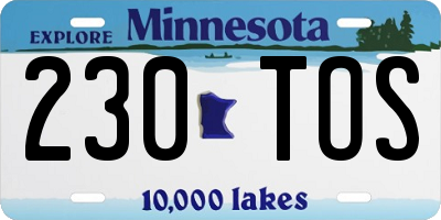 MN license plate 230TOS