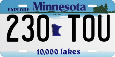 MN license plate 230TOU