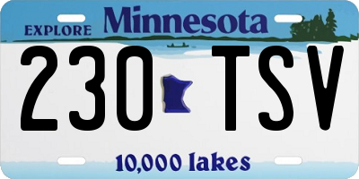 MN license plate 230TSV