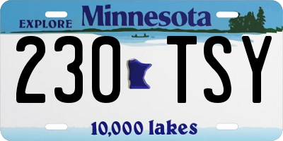 MN license plate 230TSY