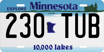 MN license plate 230TUB