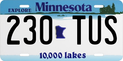 MN license plate 230TUS