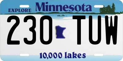 MN license plate 230TUW