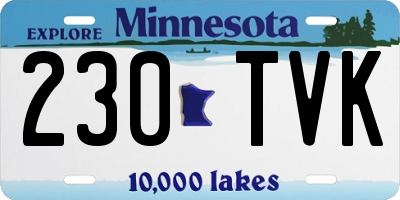 MN license plate 230TVK