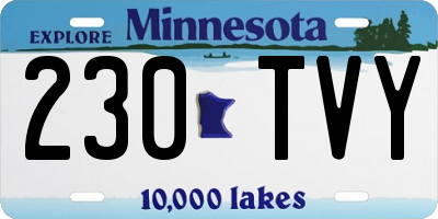 MN license plate 230TVY