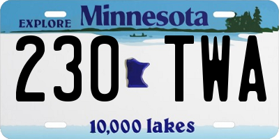MN license plate 230TWA