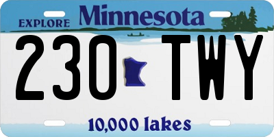 MN license plate 230TWY