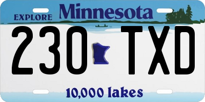 MN license plate 230TXD