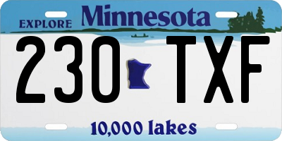 MN license plate 230TXF
