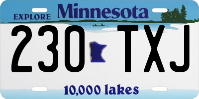 MN license plate 230TXJ