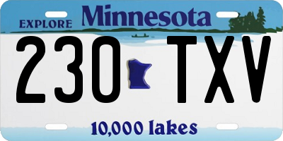 MN license plate 230TXV