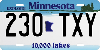 MN license plate 230TXY