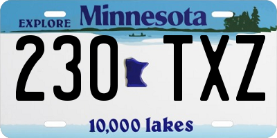 MN license plate 230TXZ