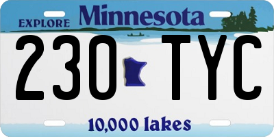 MN license plate 230TYC
