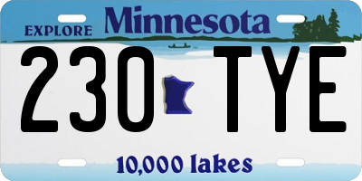 MN license plate 230TYE