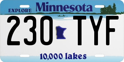 MN license plate 230TYF