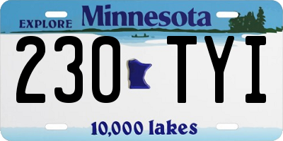 MN license plate 230TYI