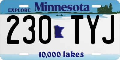 MN license plate 230TYJ