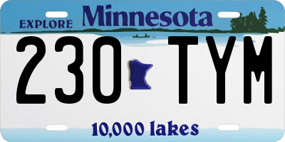 MN license plate 230TYM