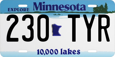 MN license plate 230TYR