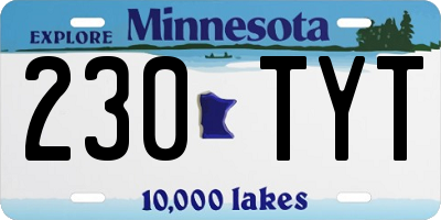 MN license plate 230TYT