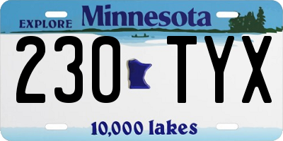 MN license plate 230TYX