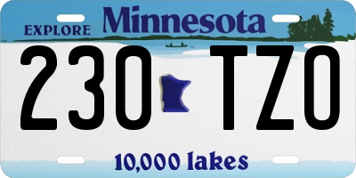 MN license plate 230TZO
