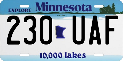 MN license plate 230UAF