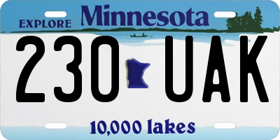 MN license plate 230UAK