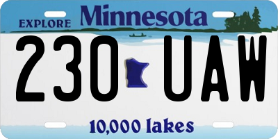 MN license plate 230UAW