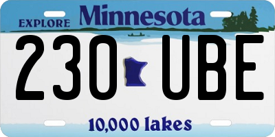 MN license plate 230UBE