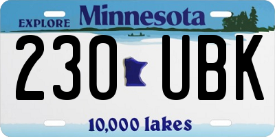 MN license plate 230UBK