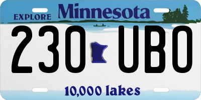 MN license plate 230UBO