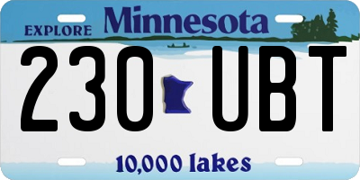 MN license plate 230UBT