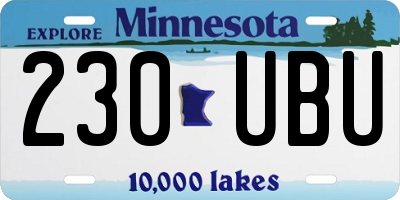 MN license plate 230UBU