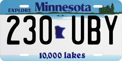 MN license plate 230UBY