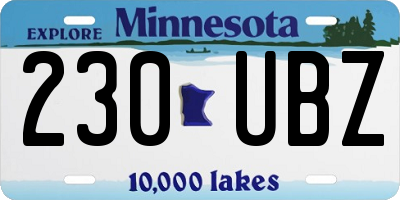MN license plate 230UBZ