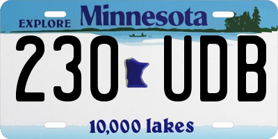 MN license plate 230UDB