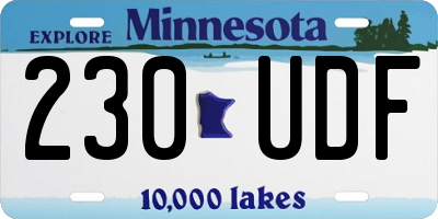 MN license plate 230UDF