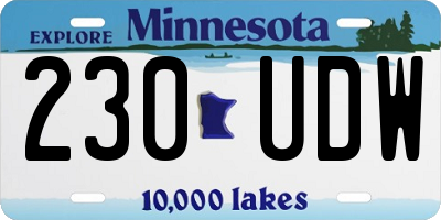 MN license plate 230UDW