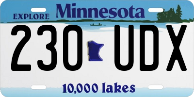 MN license plate 230UDX