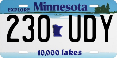 MN license plate 230UDY