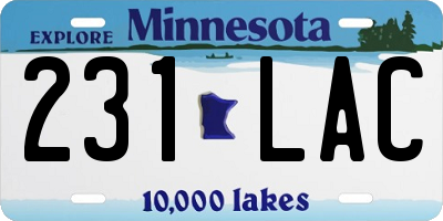 MN license plate 231LAC