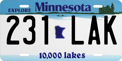 MN license plate 231LAK