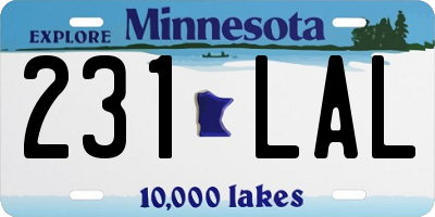 MN license plate 231LAL