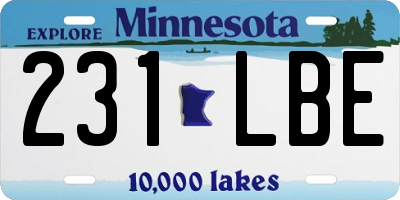 MN license plate 231LBE