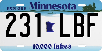 MN license plate 231LBF
